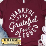 Fall - Thankful Grateful Blessed on Tshirt or Sweatshirt