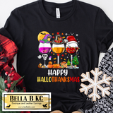 Happy HalloThanksMas Wine Glasses Tee or Sweatshirt