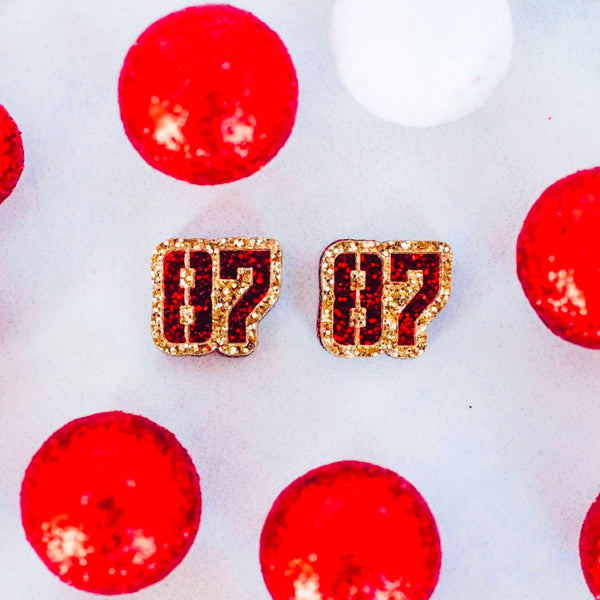Acrylic - Red & Gold Glitter Double Layered 87 Studs