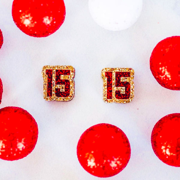 Acrylic - Red & Gold Glitter Double Layered 15 Studs