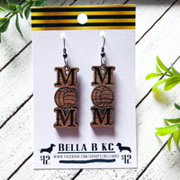 Wood Earrings - Volleyball Mom on Walnut