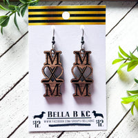 Wood Earrings - Hockey Mom on Walnut