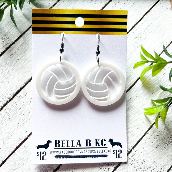 Acrylic Earrings - Small Volleyball Cutout