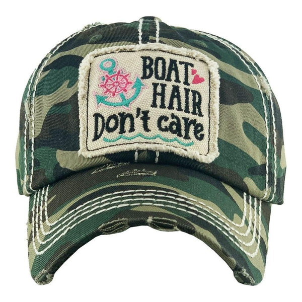 Boat Hair Don't Care Camo Distressed Hat