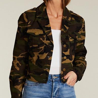 Cropped Camo Button Up Jacket