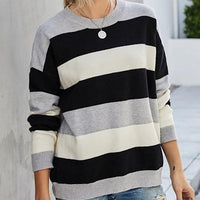 Black Grey and Cream Striped Sweater