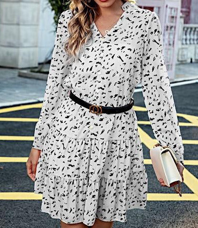 Black and White Leopard Button Dress