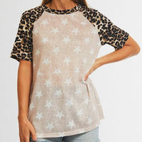 Leopard and Stars Short Sleeve Top