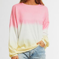 Pink White Yellow Light Weight Long Sleeve Top