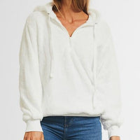 White Sherpa Fuzzy Soft Pullover Hoodie