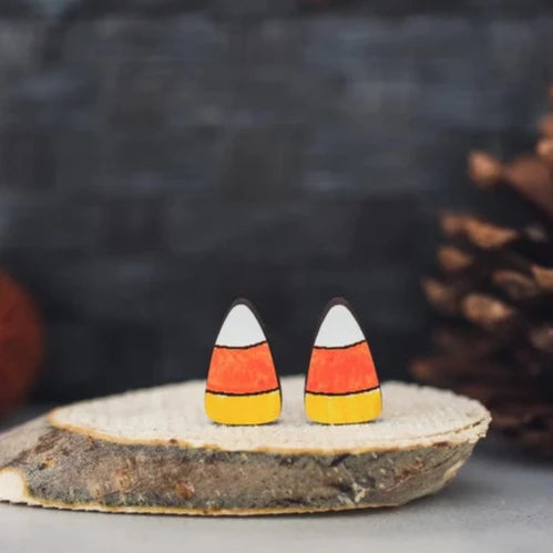 Wood - Hand Painted Candy Corn Wood Studs
