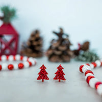 Acrylic - Red Glitter Christmas Tree Studs