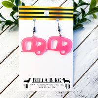 Acrylic Earrings - Pink Happy Camper