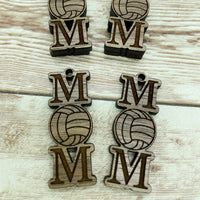 Wood Earrings - Volleyball Mom on Walnut