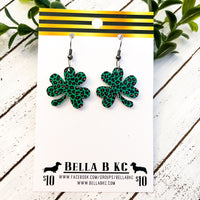 Acrylic Earrings - St. Patrick's Leopard Shamrock