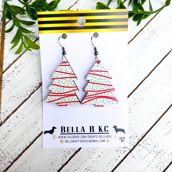 WOOD - Christmas Cake Dangle Earrings