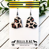 Acrylic Earrings - Valentine's Leopard Heart