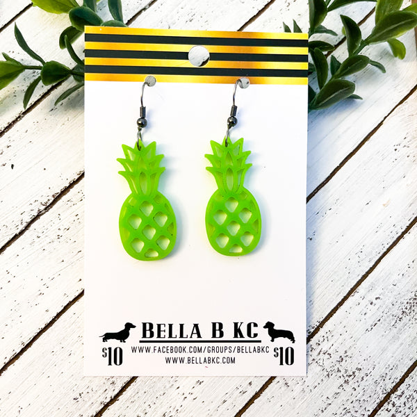 Acrylic Earrings - Green Pineapple