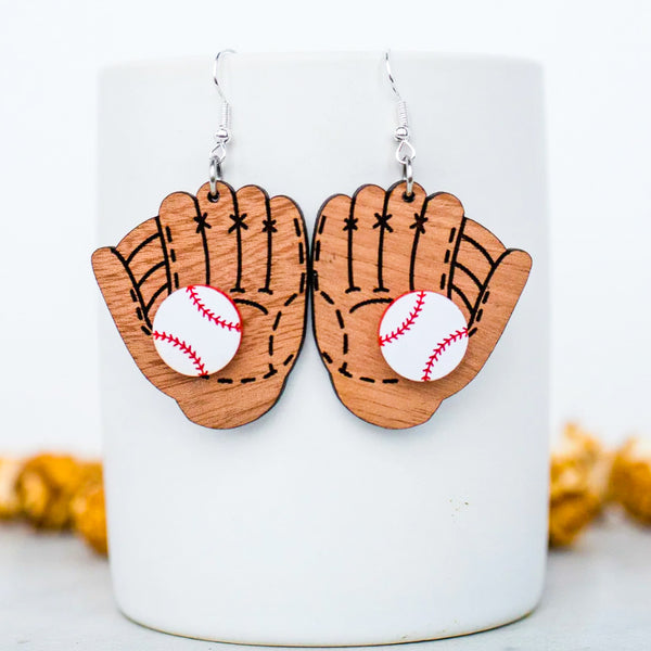 Acrylic & Wood - Baseball & Glove Dangles